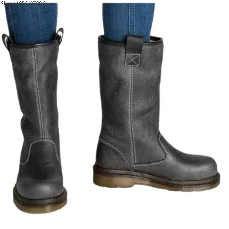 Men's Brown Leather Slouchy Boots Faux Fur Cuff Rubber Sole Lined Warm Casual Style for Winter Daily Leisure Fashion Outfits 5