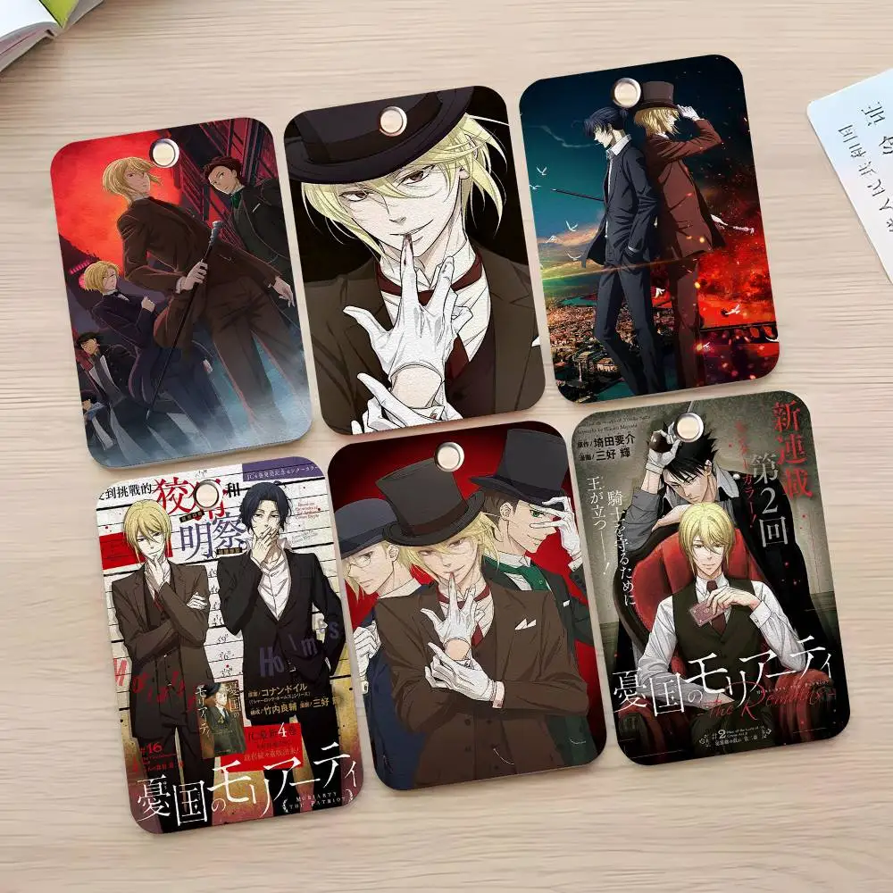 

1pc Anime M-Moriarty The Patriot Card Case Keychain Access Card Bag Key Tag Ring Leather Card Holder Key Ring Access