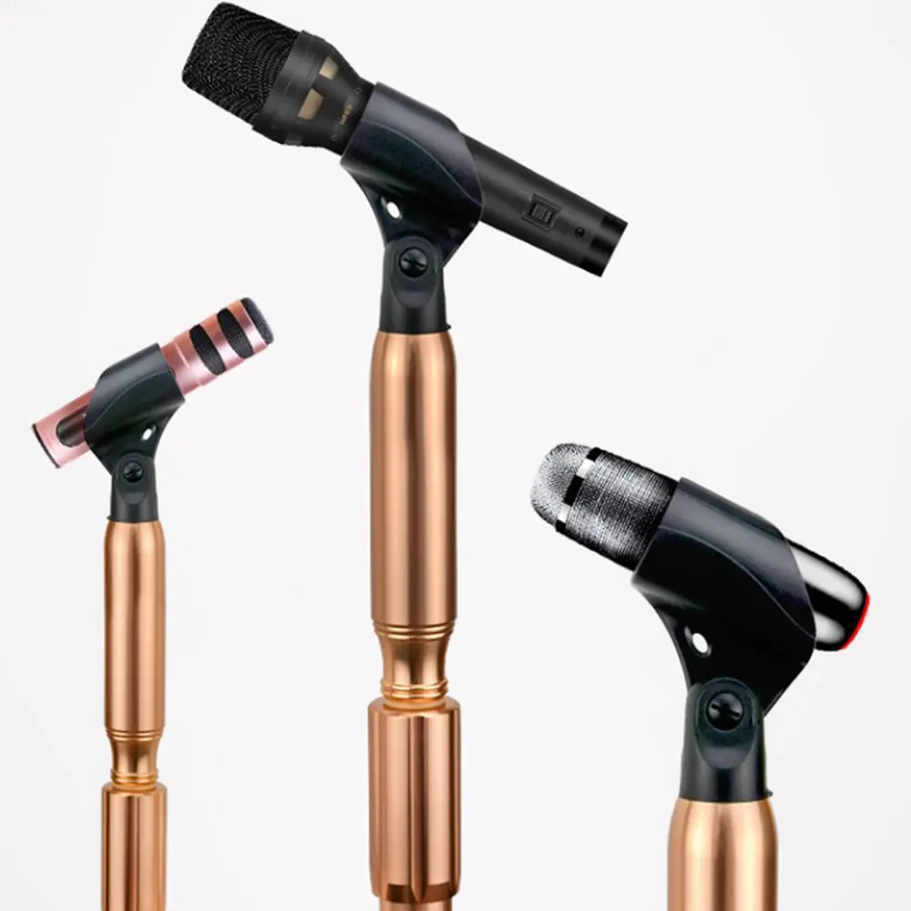 2Pcs Universal Microphone Clip for Handheld Mics Adjustable Mic Holder Clamp with Knob Rotation Stable Grip No Slip Professional