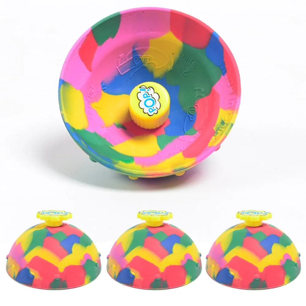 Hip Hop Jump Half Side Bouncing Ball Anti Stress Fidget Toys For Kids Outdoor Fun Camouflage Spinning Bounce Bowl Fingertip Top