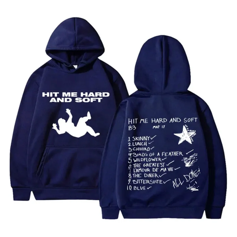 Hit Me Hard and Soft 2024 Tour Graphic Print felpa con cappuccio uomo donna Hip Hop Fashion Casual felpa con cappuccio oversize in pile maschile