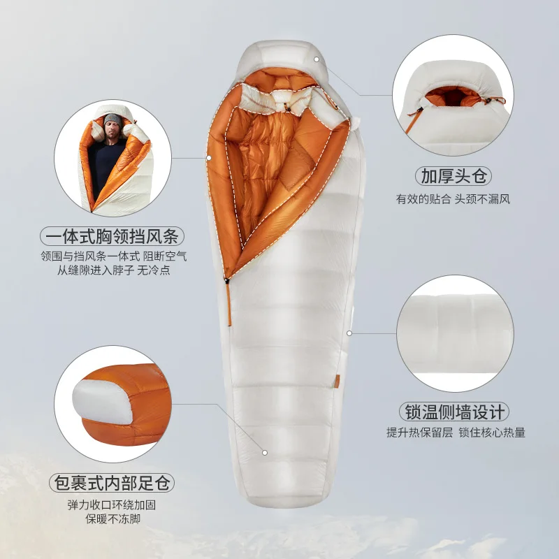 

Naturehike UL Winter Altitude Cold Outdoor Camping Hiking Down Sleeping Bag Adult Mummy White Goose Down Keep Warm