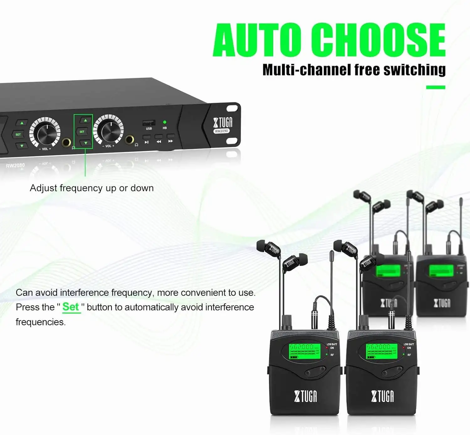 TLF Xtuga RW2090 Uhf en el oído sistema inalámbrico sistema de auriculares de escenario profesional auriculares internos con Bluetooth