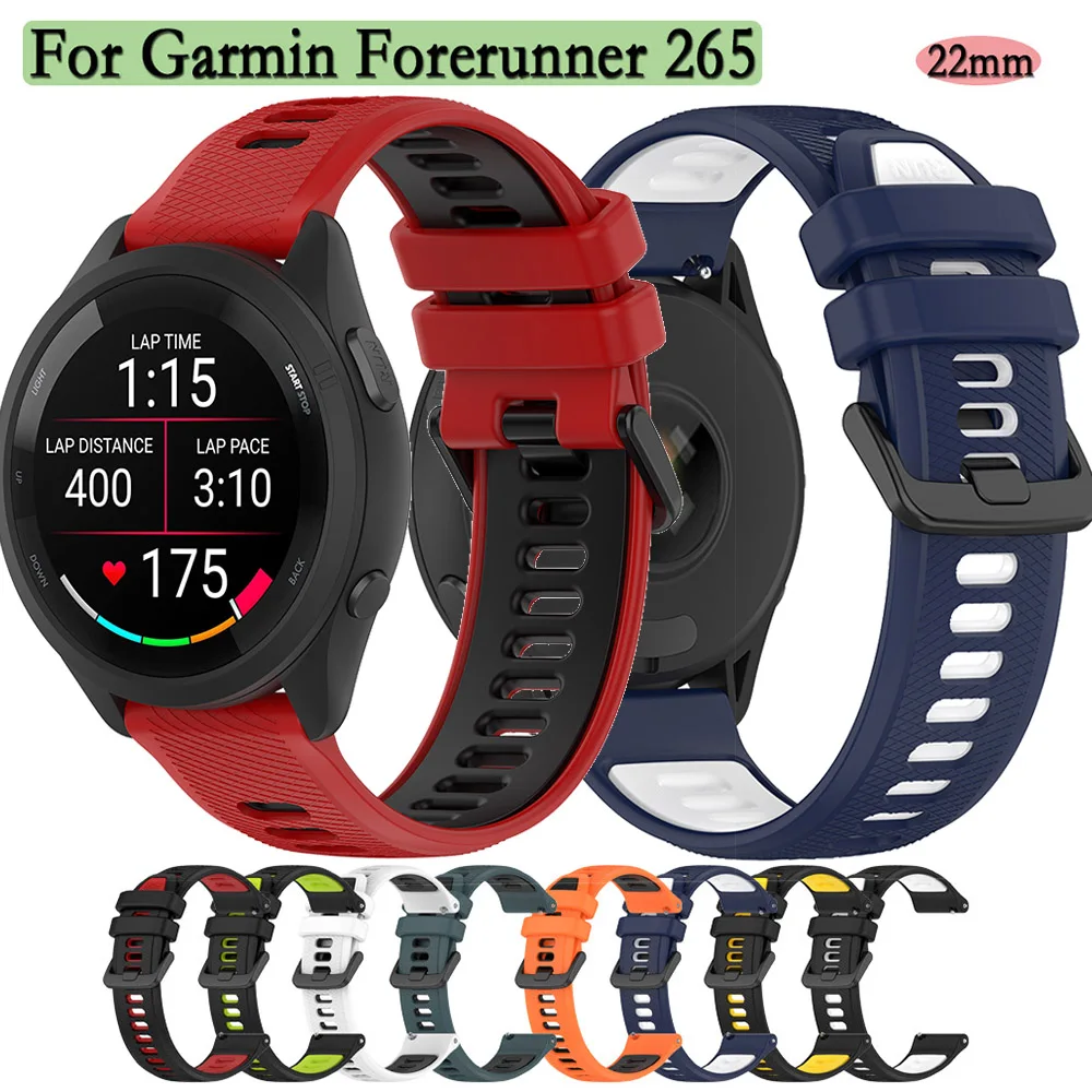 

Ремешок силиконовый для наручных часов Garmin Watch 265, 22 мм, сменный спортивный браслет для Garmin Forerunner 965, 745, 255