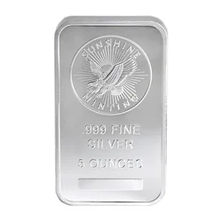 1 Pcs Non Magnetic Sunshine Minting American Bar 5 OZ Silver Plated Badge Collectible Decoration Bar