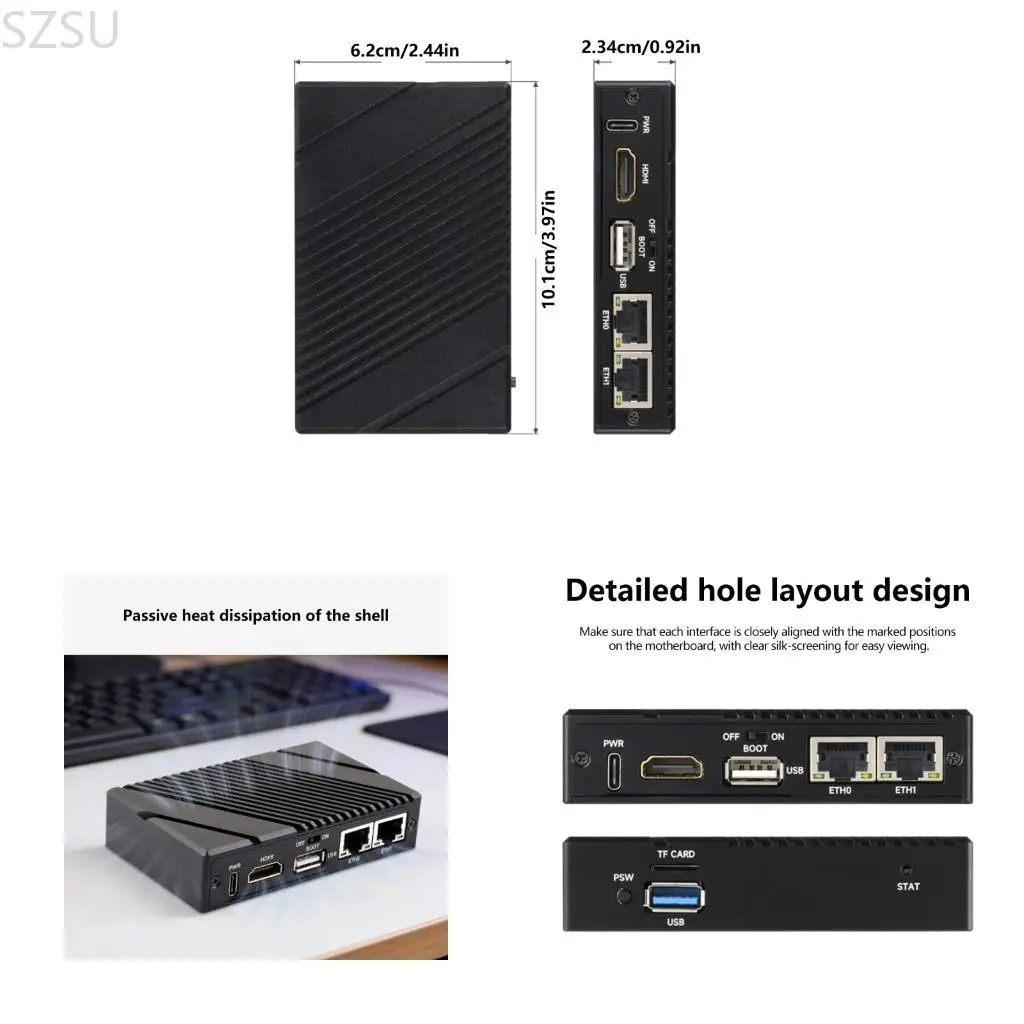 SZSU Gigabit 2.5G Double Ethernet Base Board For CM5 RJ45 Ethernet Support 4K Display Output Fast Speed Networking