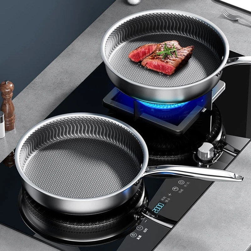 

Steak Egg Pancake Nonstick Frying Pan Stainless Steel Gas Induction Cooker Skillet Saucepan Panelas Cooking Kitchen Supplies