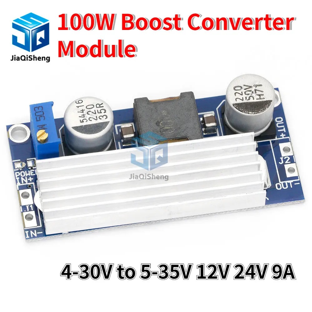 100W DC-DC Boost Step Up Converter 4-30V to 5-35V 12V 24V 9A Power Supply Module Integrated Circuits