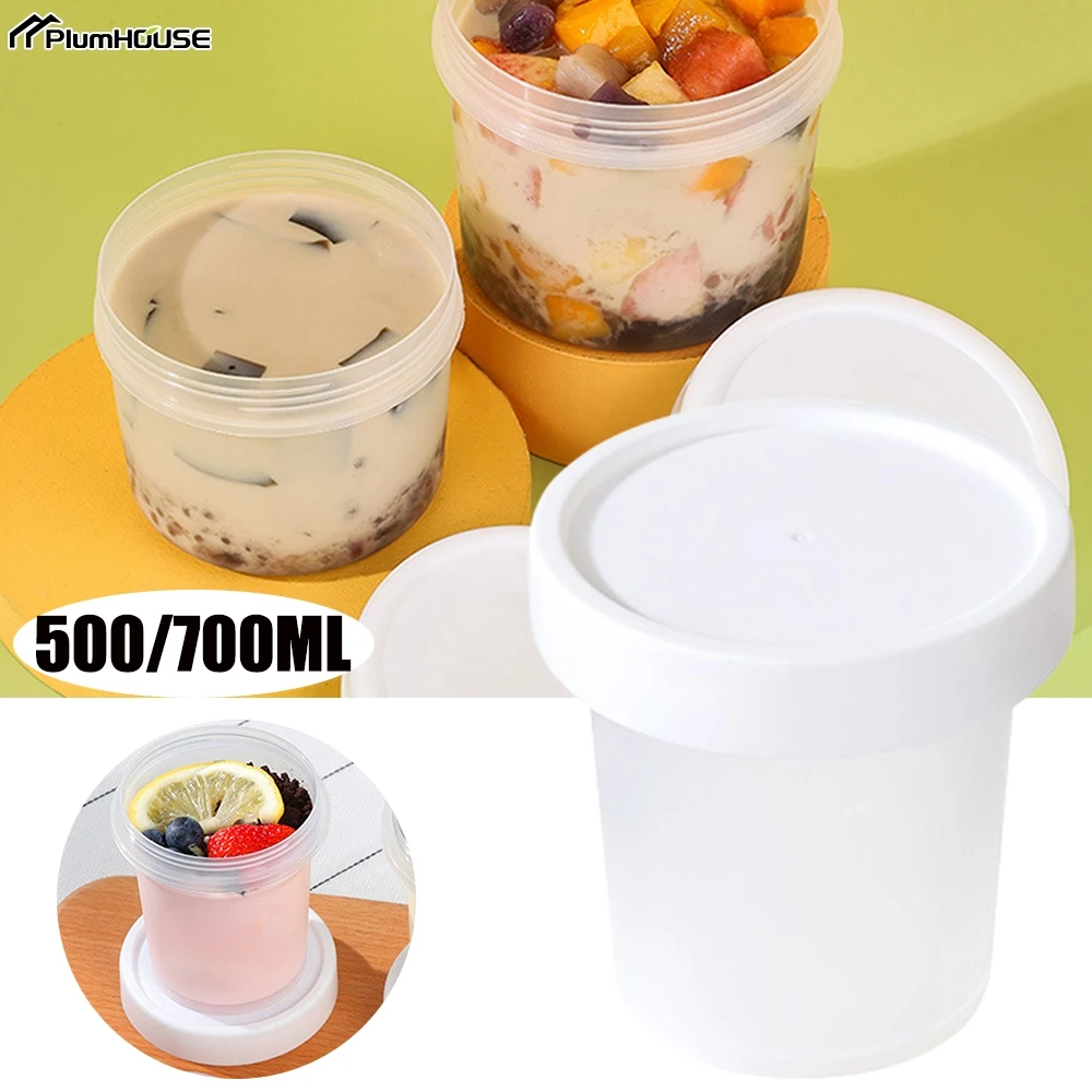 500/700ML Breakfast Fruit Oat Yogurt Salad Cup With Lid Food Storage Bento Box Fitness Fat-Reduced Bowl Fruit Cups Dessert Cup