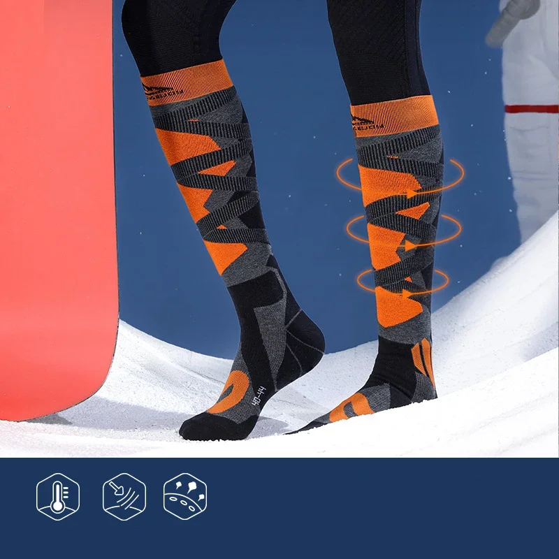 2025 New Patchwork Winter Sports Snow Warm Skiing Socks Cold Prevention Elastic Force Skiing Sock Polyester Women Men Cold Socks