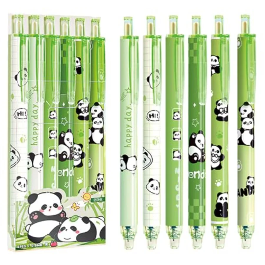 

6 Pcs Cute Retractable Pens Caroon Gel Pens 0.5mm Fine Point Black Ink Smooth Writing Pen Kawaii Pen for Women Girls Boys Stude