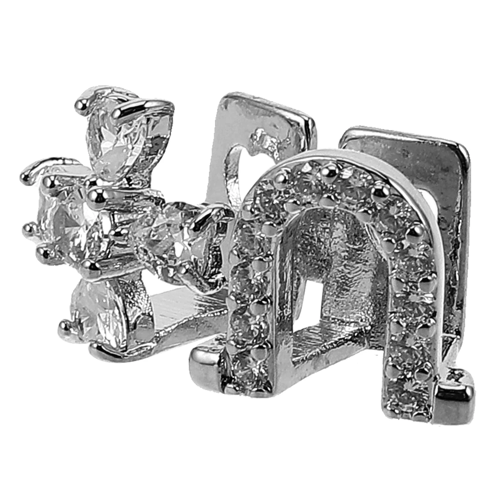 

Gold Teeth Grill Zircon Design Festive Christmas Party Accessory Comfortable Fit Rapper Performance Metal Tooth Jewelry