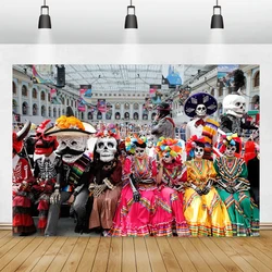 Mexico Famous Festival Backdrop Skull Traditional Dance Travel Photography Background Wall Decoration Vedio Shooting Photo Prop