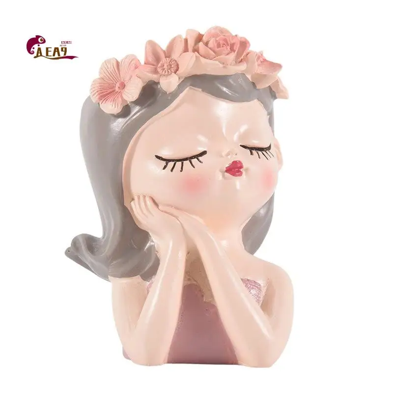 AEA9-Small Fairy Succulent Plant Pot Kit With Drainage Hole 4 Inch Indoor Cactus Pot Unique Cute Flower Vases Decor