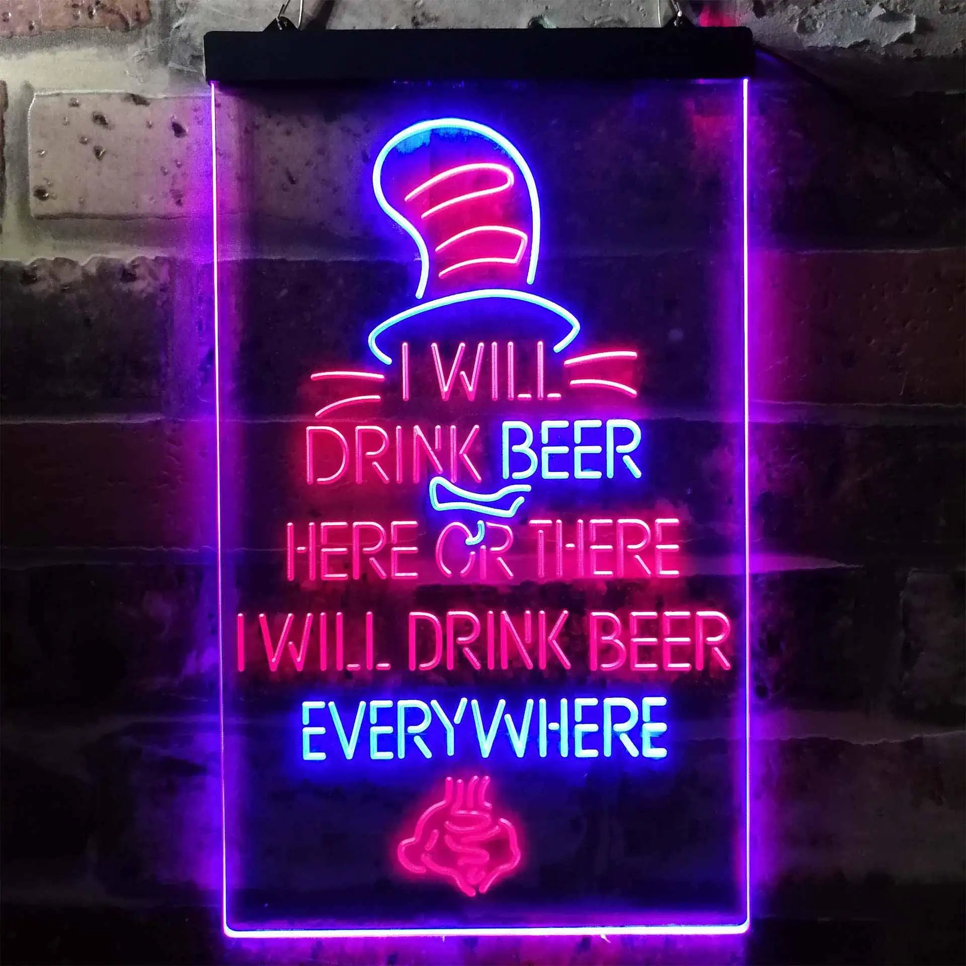 I Will Drink Beer Everywhere Humor Decor Dual Color Led Neon Sign st6-i3774