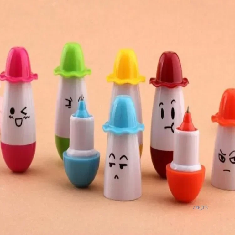 A36pcs Creative Stationery Cartoon Hat Expression Pill Smiley Face Telescopic Ballpoint Pen Student Prize Telescopic