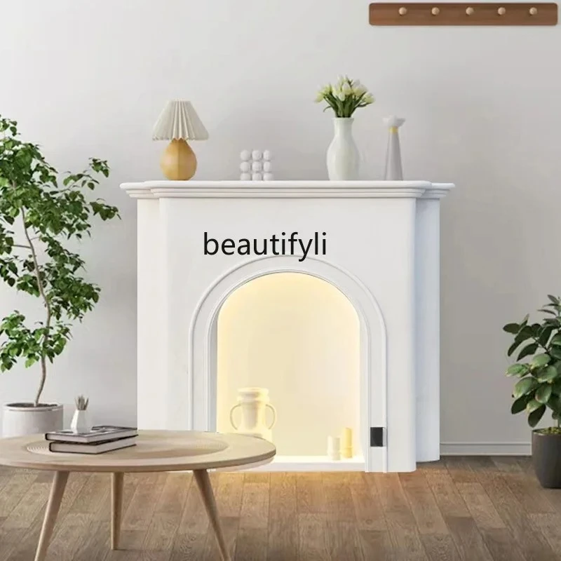 Chimenea de mármol, mesa de entrada francesa, sala de estar, luz nórdica, gabinete decorativo de piedra de lujo B06