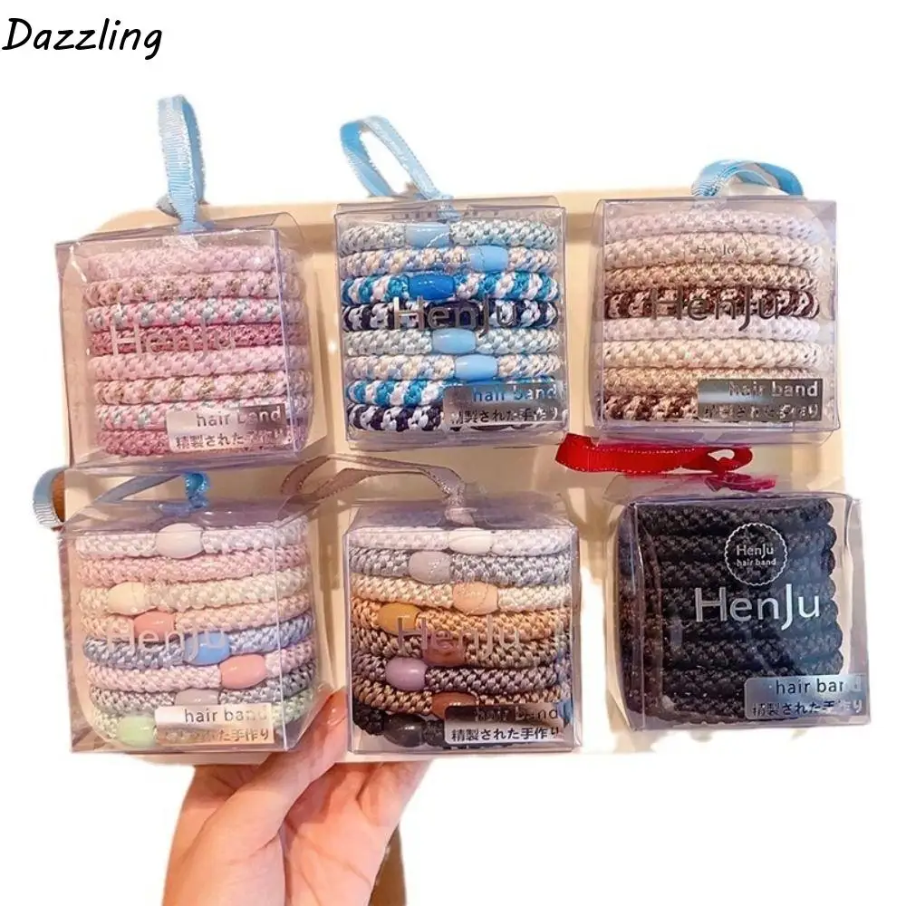 

8pcs/Set Hair Tie Basic Hair Rope Set Cute Hair Ring Ponytail Holder Rubber Band Korean Style Hair Accessories