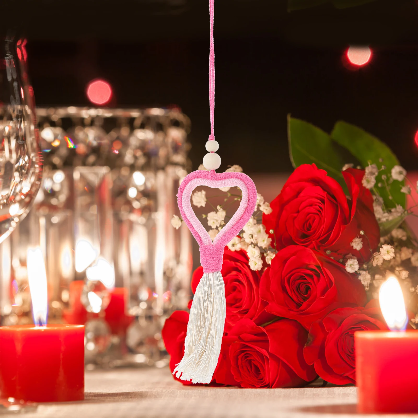 Ciondolo con nappa in feltro di lana a forma di cuore, decorazione romantica per San Valentino, ornamento da appendere per regali fai da te per feste da parete