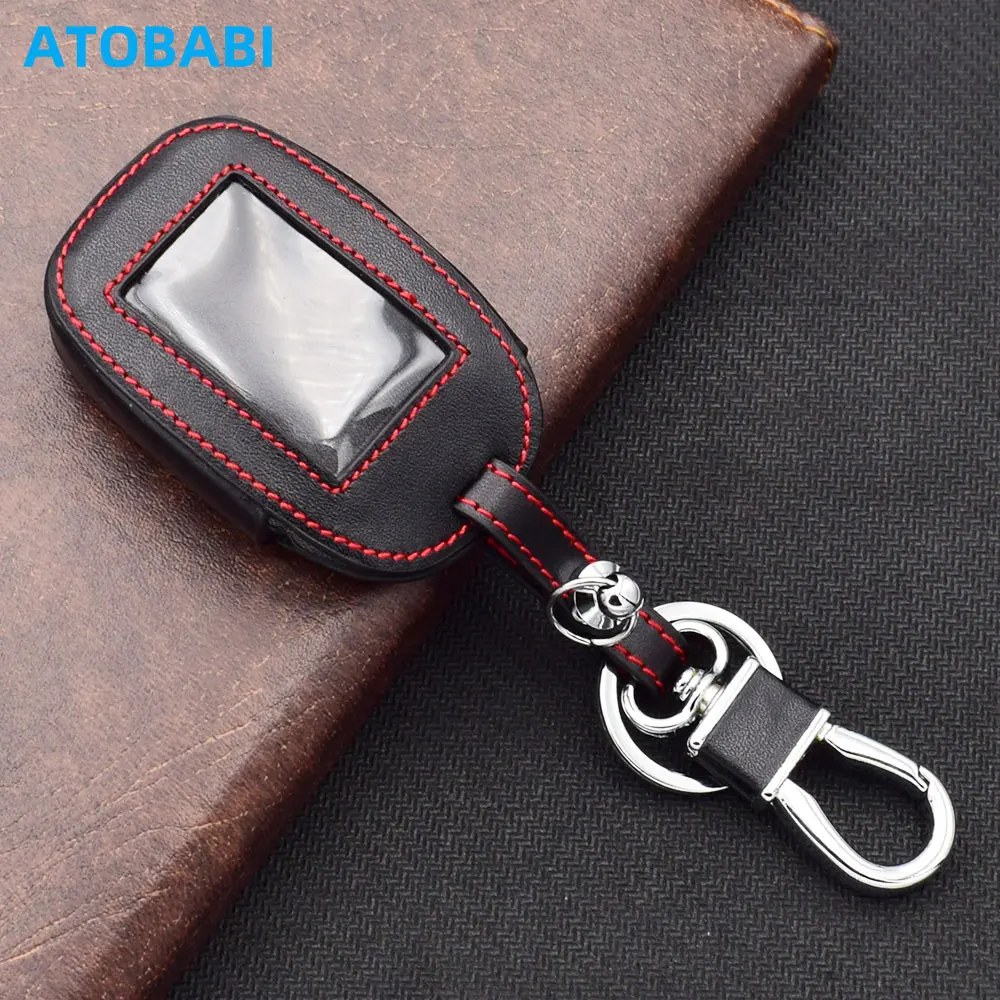 

Leather Car Key Case For StarLine B92 B62 B94 B64 B95 X96 Two Way Car Alarm System LCD Remote Control Fobs Protector Cover Skin