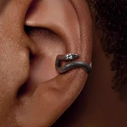 Personalized woman curved snake shaped ear clip, hip-hop rock trendy party earrings, fashionable gothic punk jewelry accessories