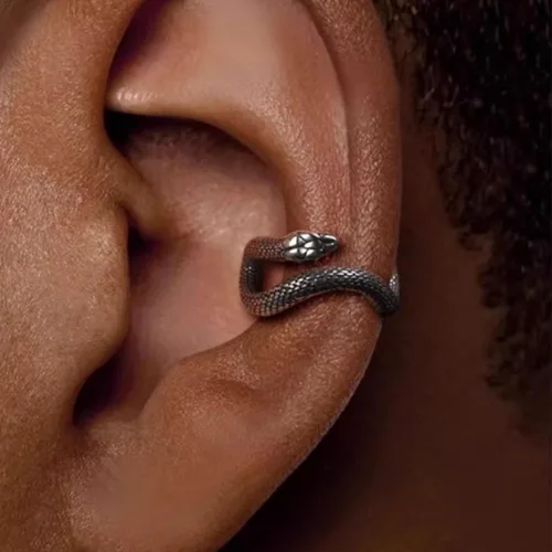 여성용 레트로 고딕 뱀 귀걸이, 맞춤형 트렌디 힙합 록 패션, 귀구멍 없는 펑크 주얼리 귀걸이 