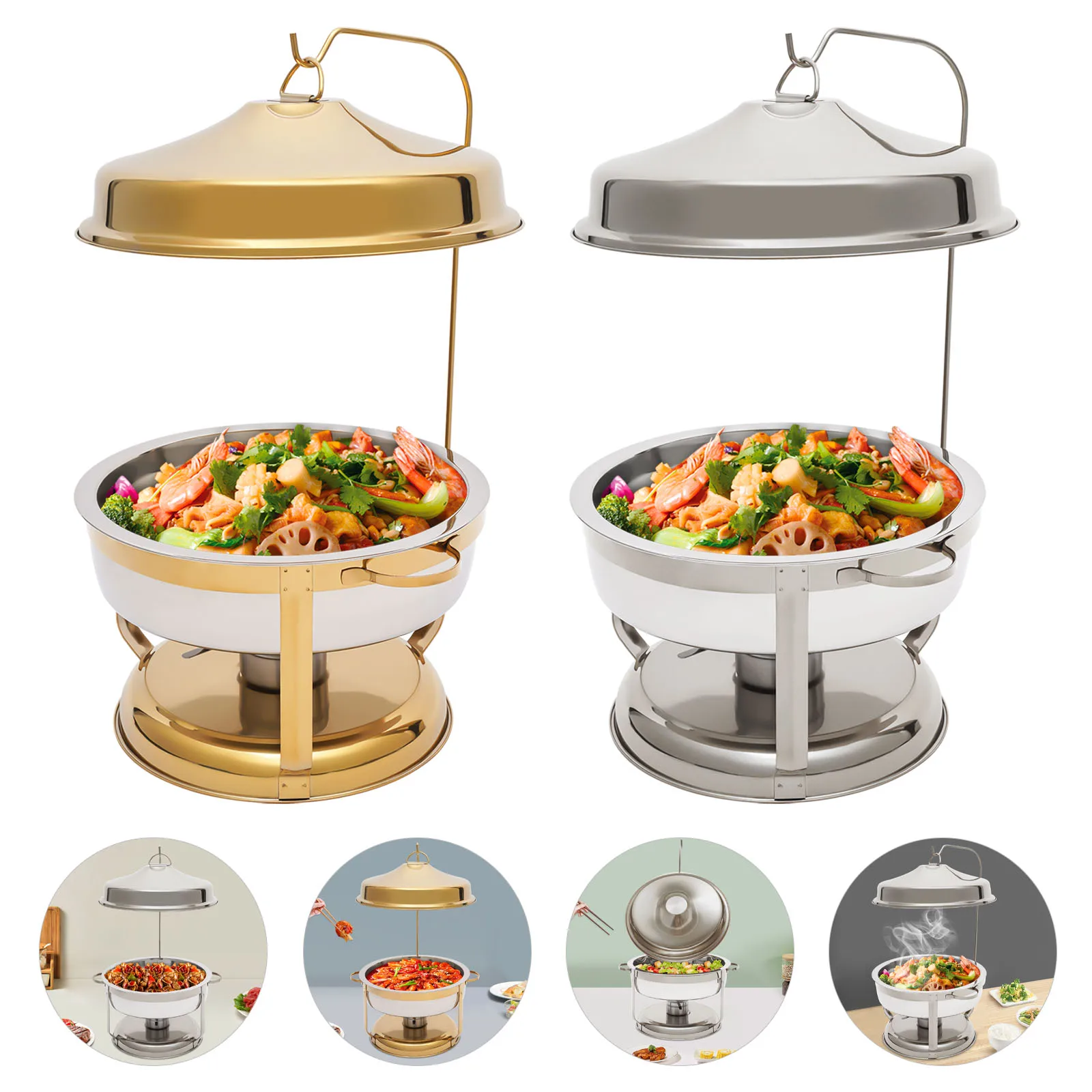 

9L Silver/Gold Chafing Dish Buffet Set,Stainless Steel Countertop Chafing Dishes with Top Lid for Party Restaurants,Hotels