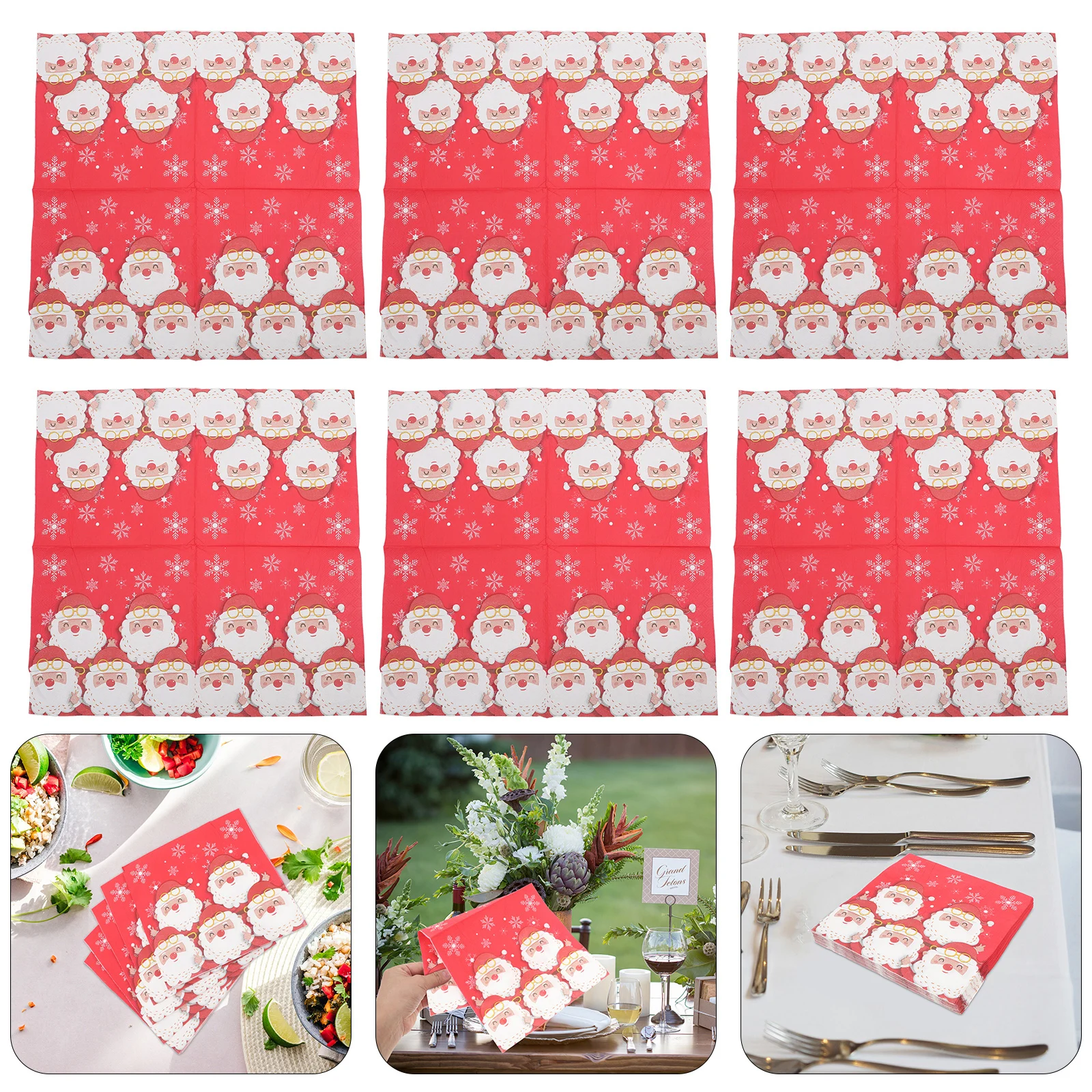 40pcs 크리스마스 냅킨 레드 신부 샤워 장식 일회용 대형 더블 레이어 휴일 수건