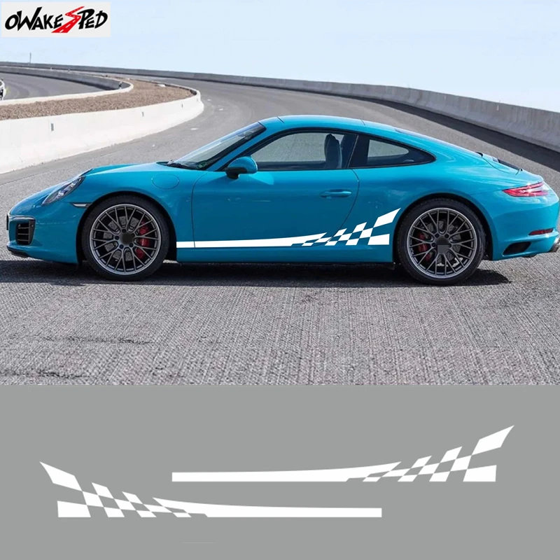 

2 шт. для Porsche 997 911 992 Taycan Panamera Boxster, полосатая юбка на боковую дверь автомобиля, гоночные наклейки, виниловая спортивная наклейка, аксессуар