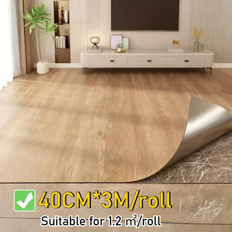 

Wood Grain Floor Sticker Thickened Self Adhesive Waterproof Wear Resistant Non Slip Tile for Living Room Home Renovation Decor
