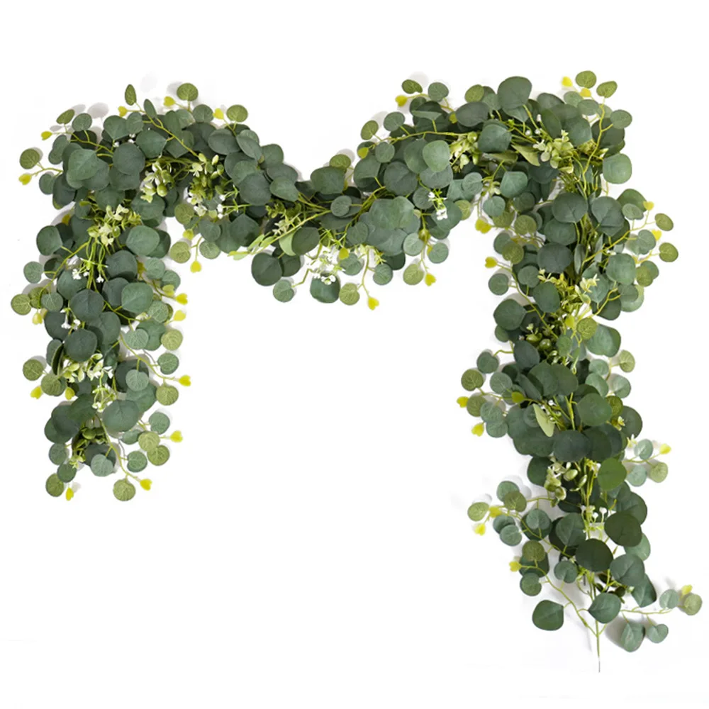 180cm Artificial Eucalyptus Garland Faux Greenery Eucalyptus Leaves Vines for Wedding Backdrop Arch Party Home Decor Fake Plants