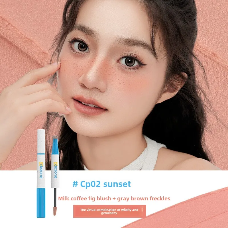DEZONE – crayon à Blush pour taches de rousseur, longue durée, imperméable, aspect naturel, faux tampon pour taches de rousseur, maquillage 2 en 1