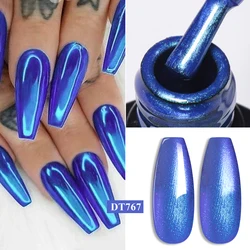 MEET ACROSS 7ml Blue Red Green Metallic Mirror Gel Nail Polish Glitter Sparkly Nail Art Varnish Semi Permanent Soak Off UV Gel