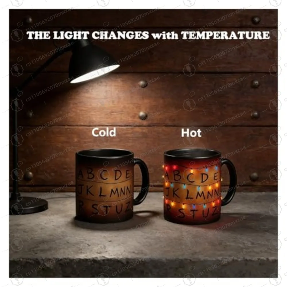 11Oz Color-changing Coffee Cup,Pour in hot water for pattern display, heat-sensitive color-changing ceramic cup, creative gifts