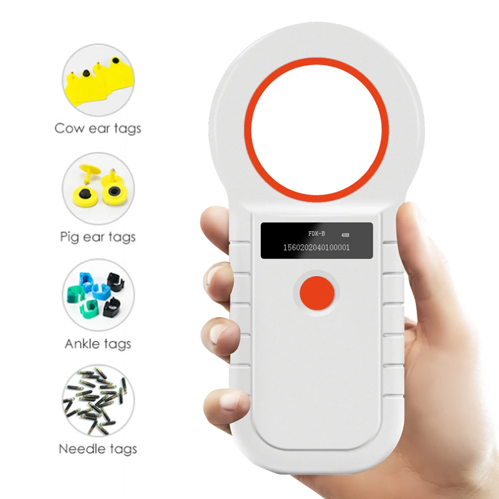 Microchip Tag Registration Scanner - 134.2KHz 125KHz RFID Animal Reader 15 Digits, EMID FDX-B ISO 11784/85 - For Cow Sheep Dog