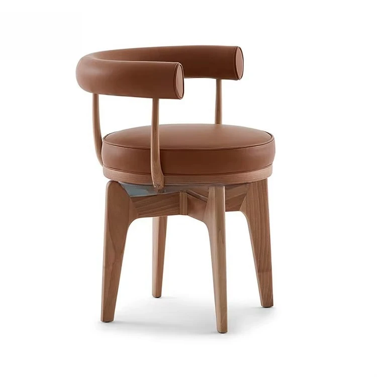 #Italian Designer's Modern Extendable Large Flat Dining Table and Sofa Chairs Creative Solid Wood Armrest for Home or Villa Use