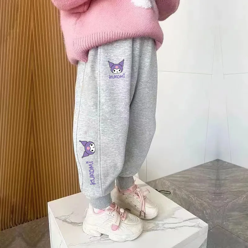 Sanrio Kulomi Spring and Autumn New Trousers Girls' Children's Clothing Loose Cartoon Embroidered Casual Sweatpants Pants