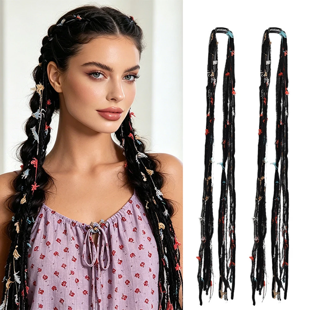 Hand-Braided Viking Dreadlock Beaded Synthetic Hairpiece 24