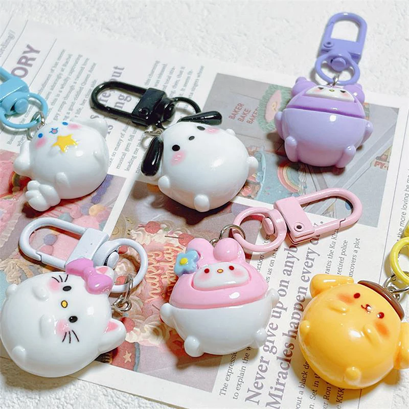 Kartun lemak Sanrio boneka pesona lucu manis Hello Kitty Kuromi Melody gantungan kunci liontin tas ornamen Girly Heart aksesoris hadiah