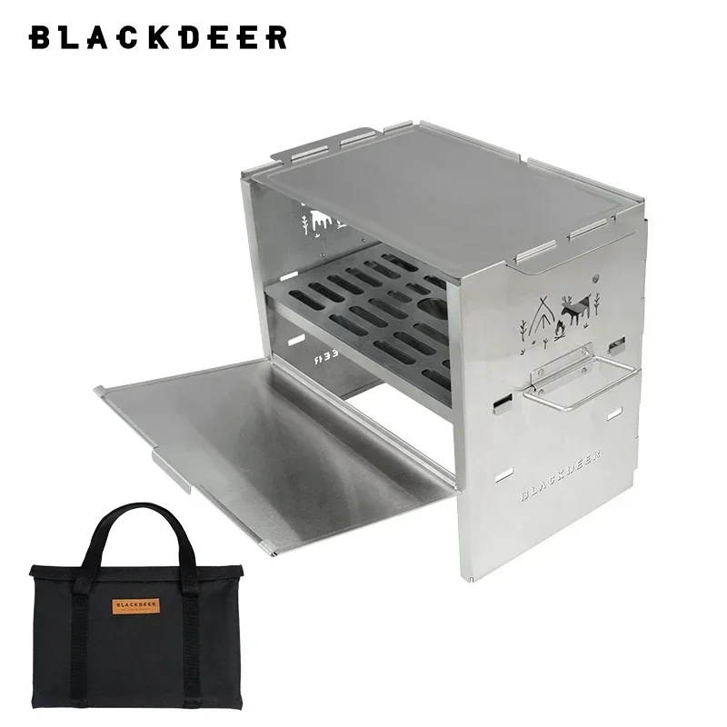 

BLACKDEER Compact Folding Stainless Steel Wood Stove Outdoor Cooking Picnic Camping Stove Wood BBQ Iron mesh frame