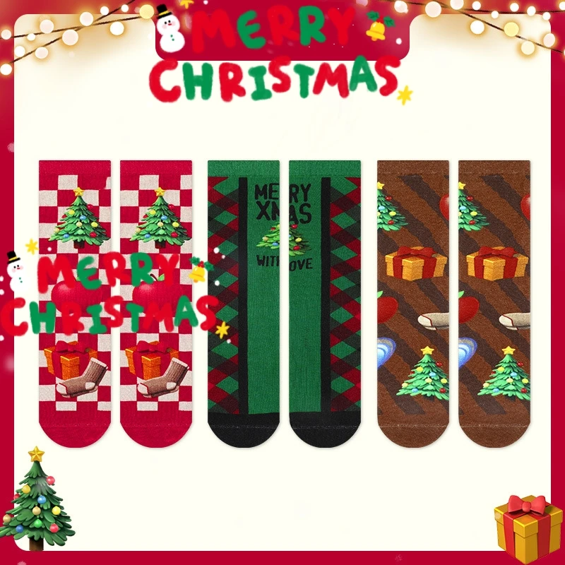 

Christmas Crew Socks for Women and Men Holiday Novelty Fashion Y2K Combed Cotton Socks Couple Streetwear Tide Middle Tube Sock