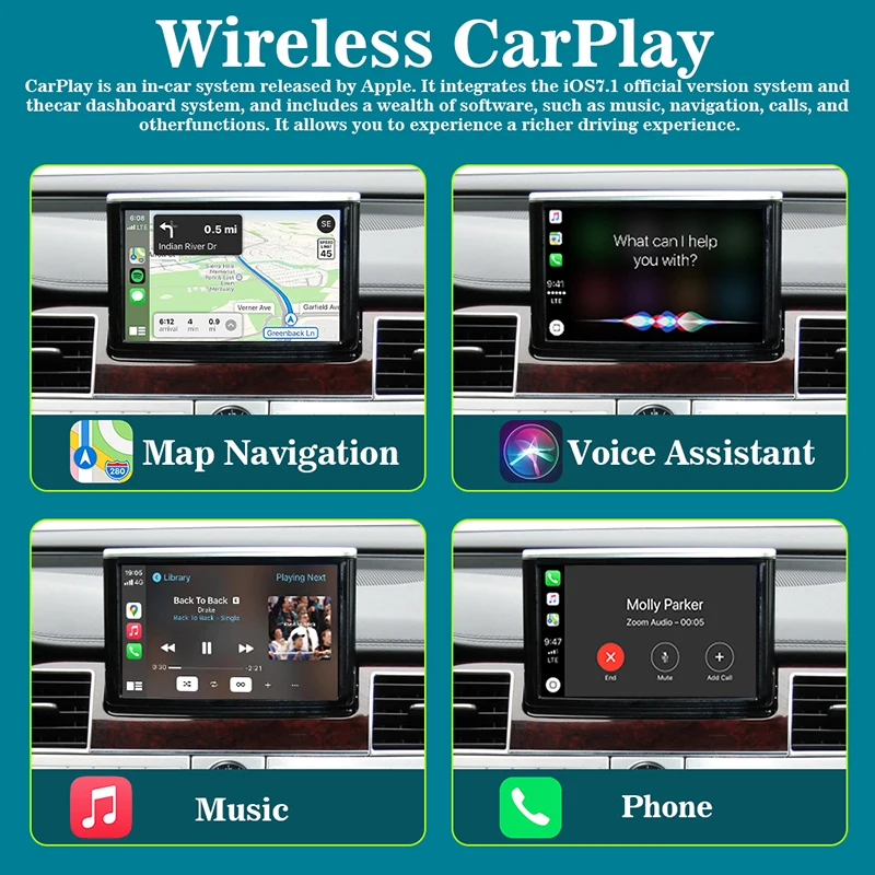 2025 CarPlay اللاسلكي وAndroid Auto لسيارة Audi A8 D3 2010-2017، محول لاسلكي مع مدخل كاميرا خلفية، يدعم مرآة AirPlay L #3