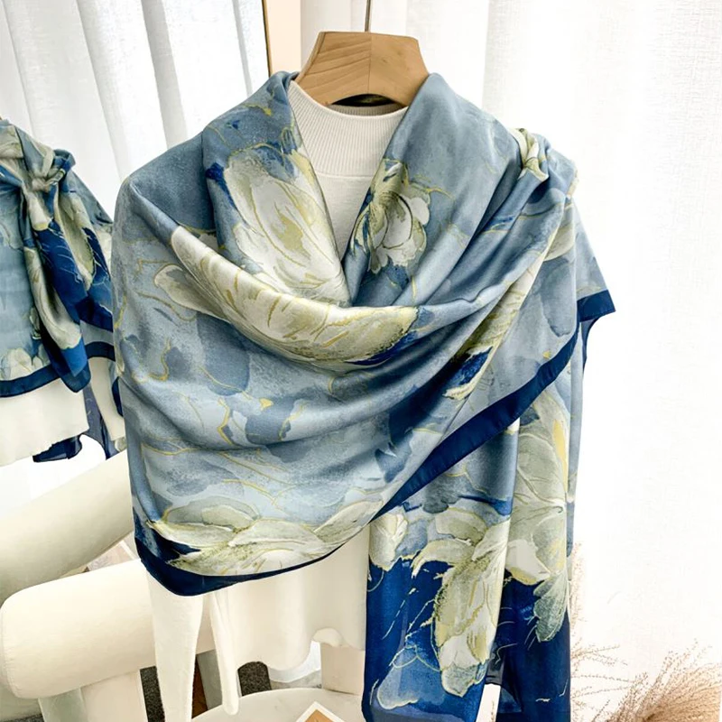 Spring Scarf Women's Luxury Design Scarf Silk Smooth Scarf Soft Muslim Headband Shawl Beach