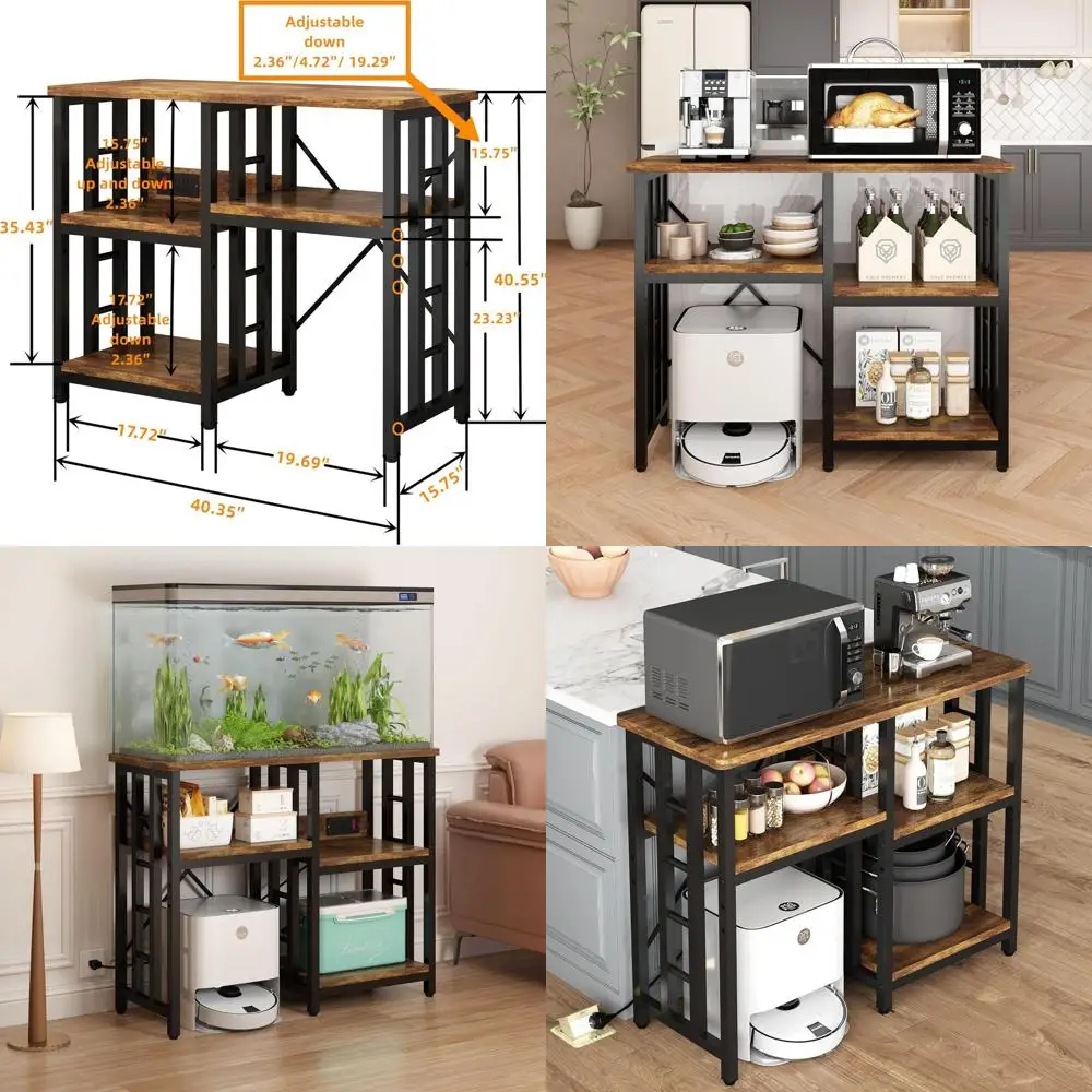 

Компактные кухонные решения для хранения: компактная подставка для холодильника, стол для микроволновой печи, барный шкаф, подставки для аквариума и 4-х уровневая подставка для специй Ra