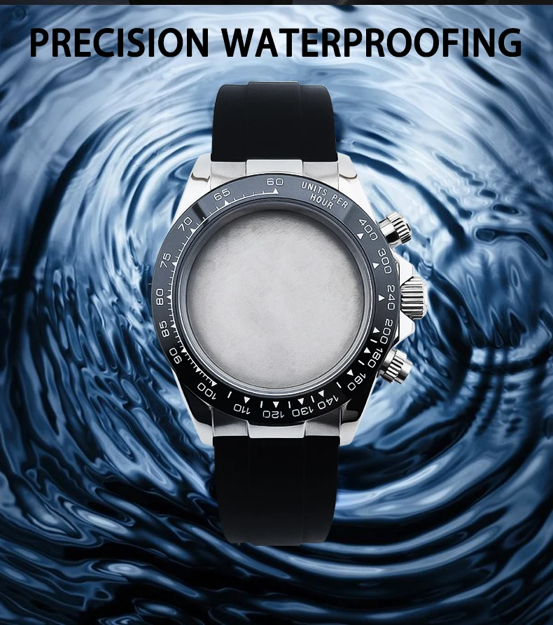 NEITON 39 mm Saphirglas, Quarz-Edelstahlgehäuse, Kautschukarmband, passend für VK63 Quarzwerk – Detail 3