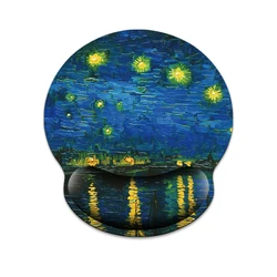 Van Gogh Starry Night on the Rhône Mouse Pad Ergonomic Soft Anti-Slip Wrist Rest Support Mat Computer Mouse Pad For Office PC