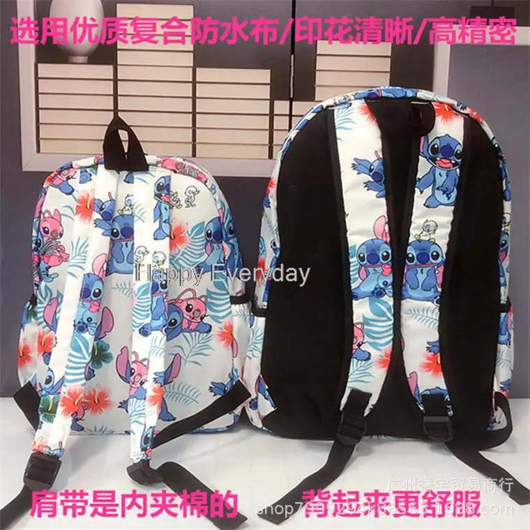 Lilo And Stitch Backpack Printe Cartoon Angel Stitch Cartoon Boys Girls School Bags Two size Outdoor Travel Backpack