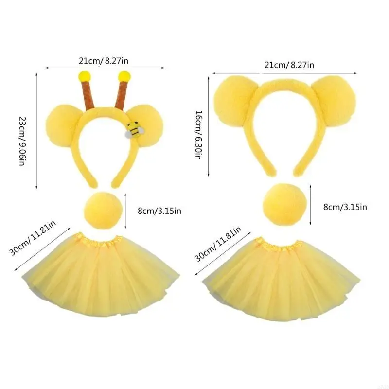 270D 子供動物コスチュームクマの耳カチューシャチュチュスカートテールセットクマの衣装アクセサリー 2/3 個ハロウィンパーティーの装飾