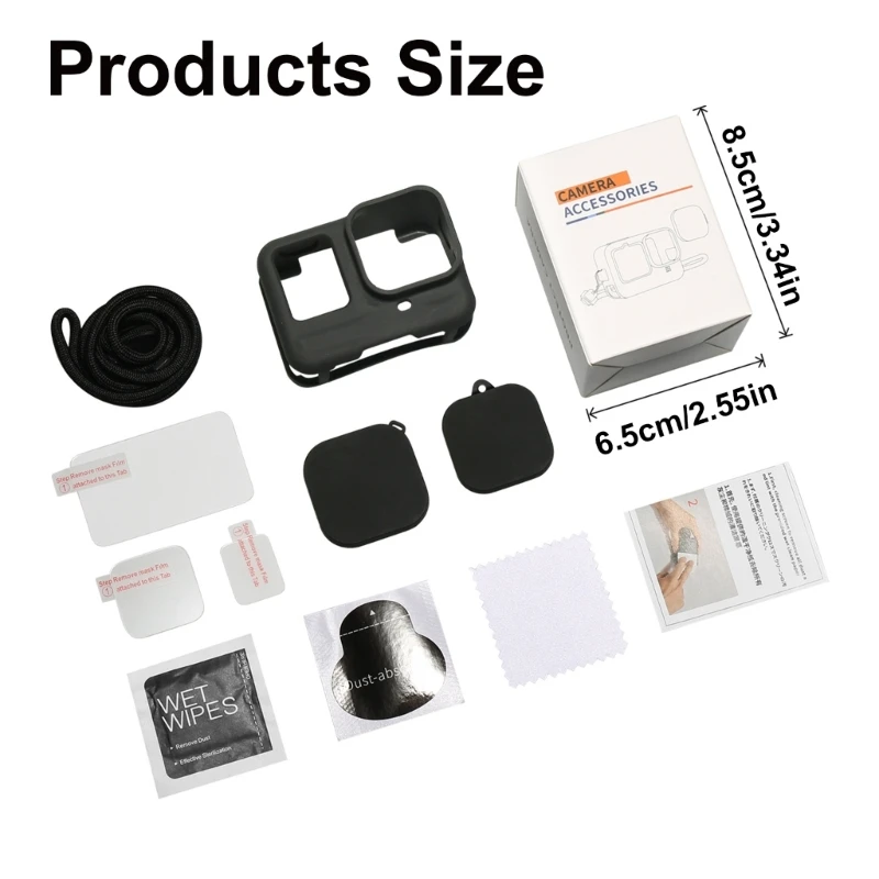 573A 실리콘 액션 카메라 보호 케이스 화면 카메라용 강화 유리 필름