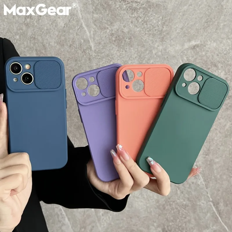 Slide Camera Lens Protection Case For iPhone 15 14 13 12 Mini 11 Pro Max X XR XS Max 6 S 7 8 Plus Shockproof Soft Silicone Cover